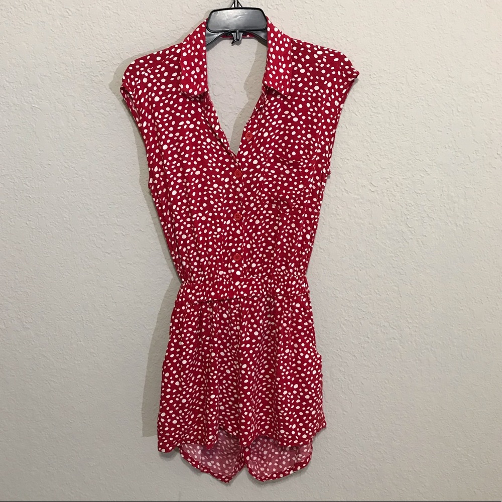 RED w WHITE POKE•A•DOT ROMPER